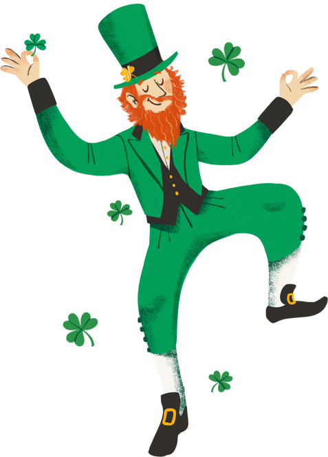 Hand-drawn Textured St. Patrick's Day Leprechaun Costume 